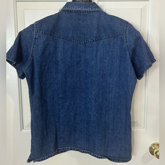 Vintage Wrangler Blues Women’s Large Denim Pearl Snap Shirt - Picture 3 of 7